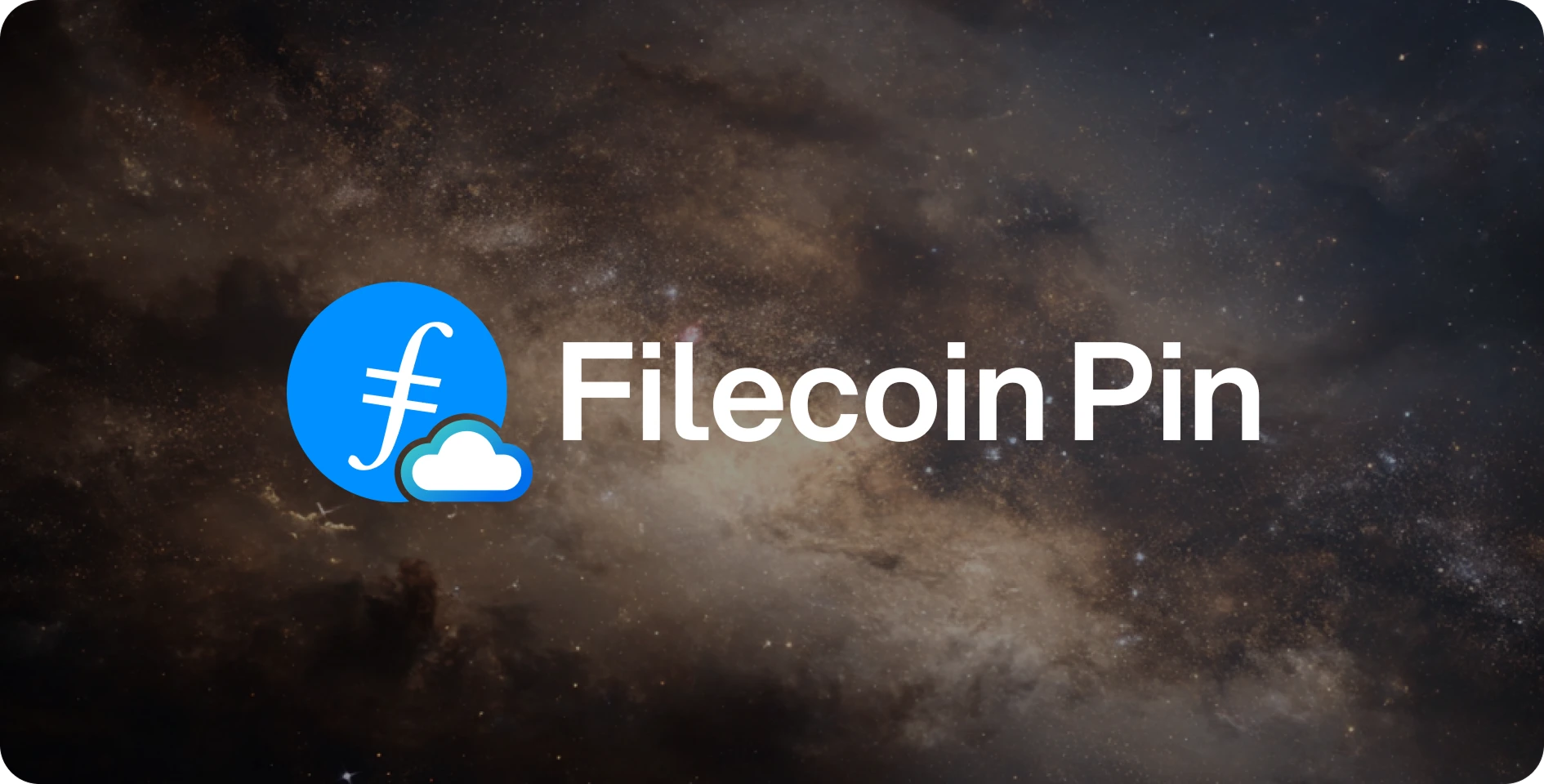 Filecoin Pin logo on a cosmic background